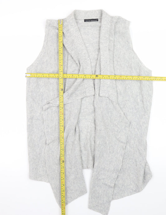 David Emanuel Women's Grey Sleeveless Wrap Knit Cardigan M