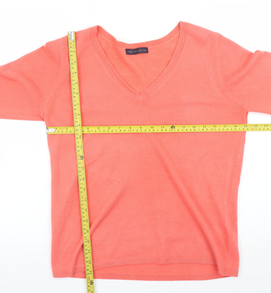 Marks and Spencer Women Pink V-Neck Acrylic Jumper Size 12