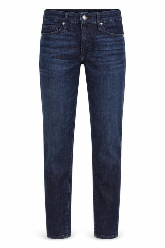 Front view of Good American women’s blue slim fit skinny denim jeans 26w dark wash
