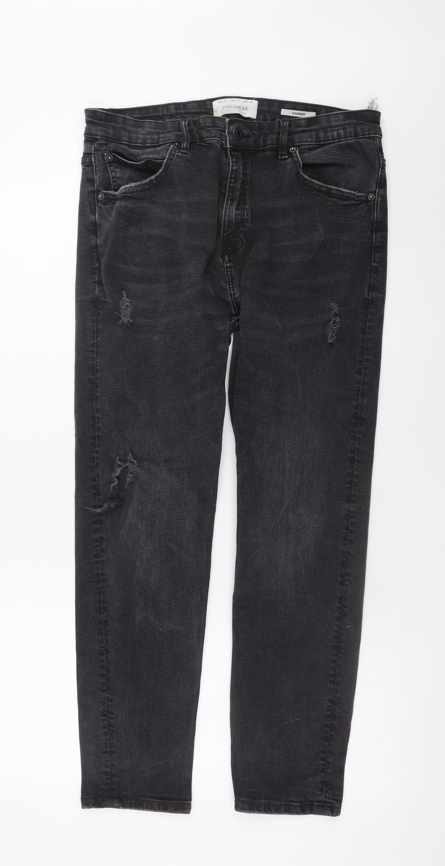 Womens UK Size 14 Pull&Bear Regular Fit Carrot Black Jeans