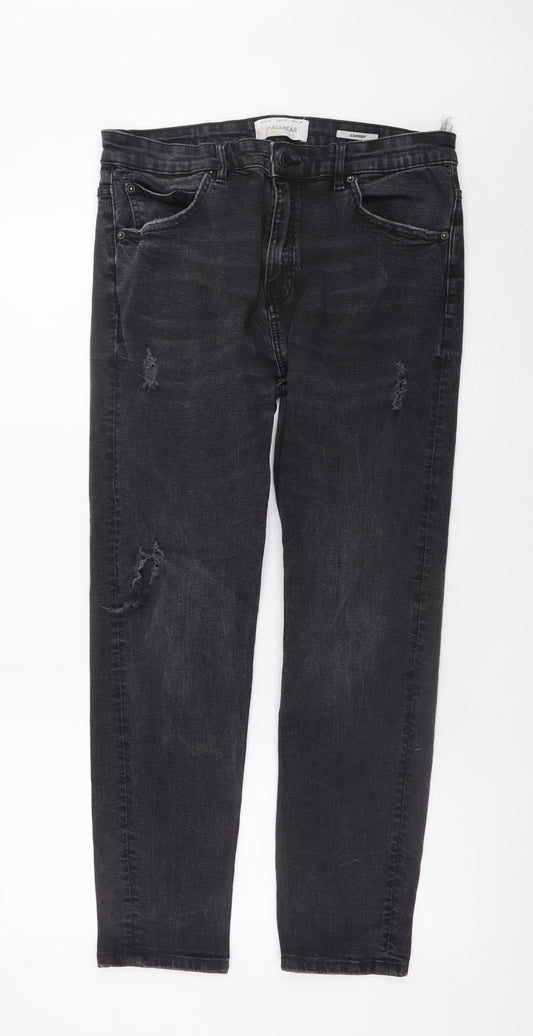 Womens UK Size 14 Pull&Bear Regular Fit Carrot Black Jeans