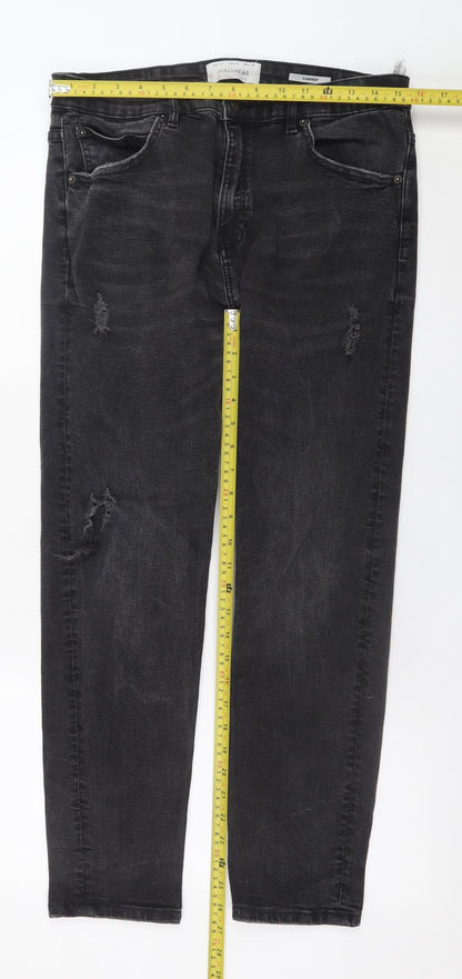Womens UK Size 14 Pull&Bear Regular Fit Carrot Black Jeans