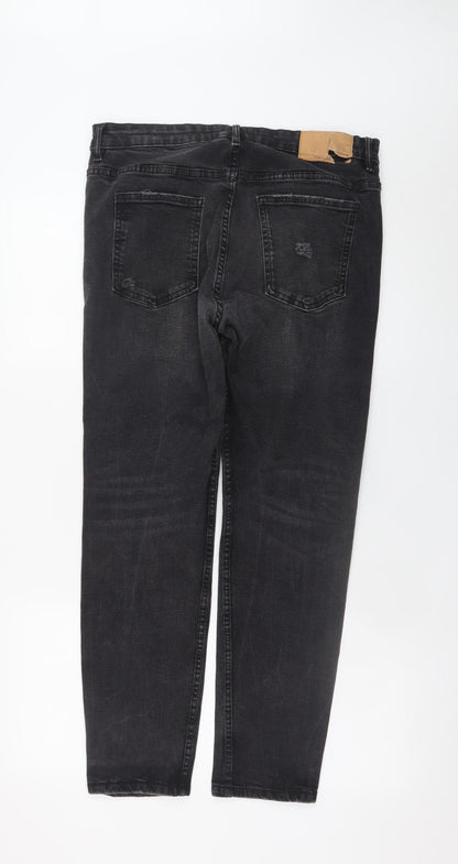 Womens UK Size 14 Pull&Bear Regular Fit Carrot Black Jeans