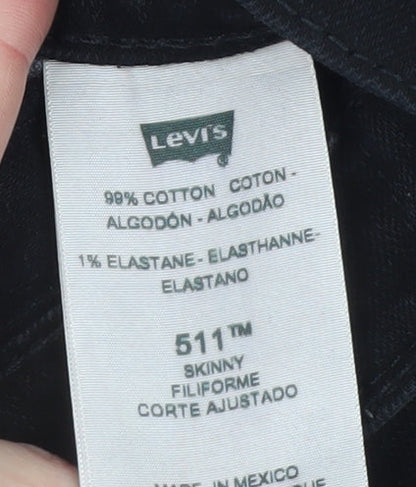 Levi's Men Black 511 Skinny Fit Stretch Denim Jeans 33W 30L