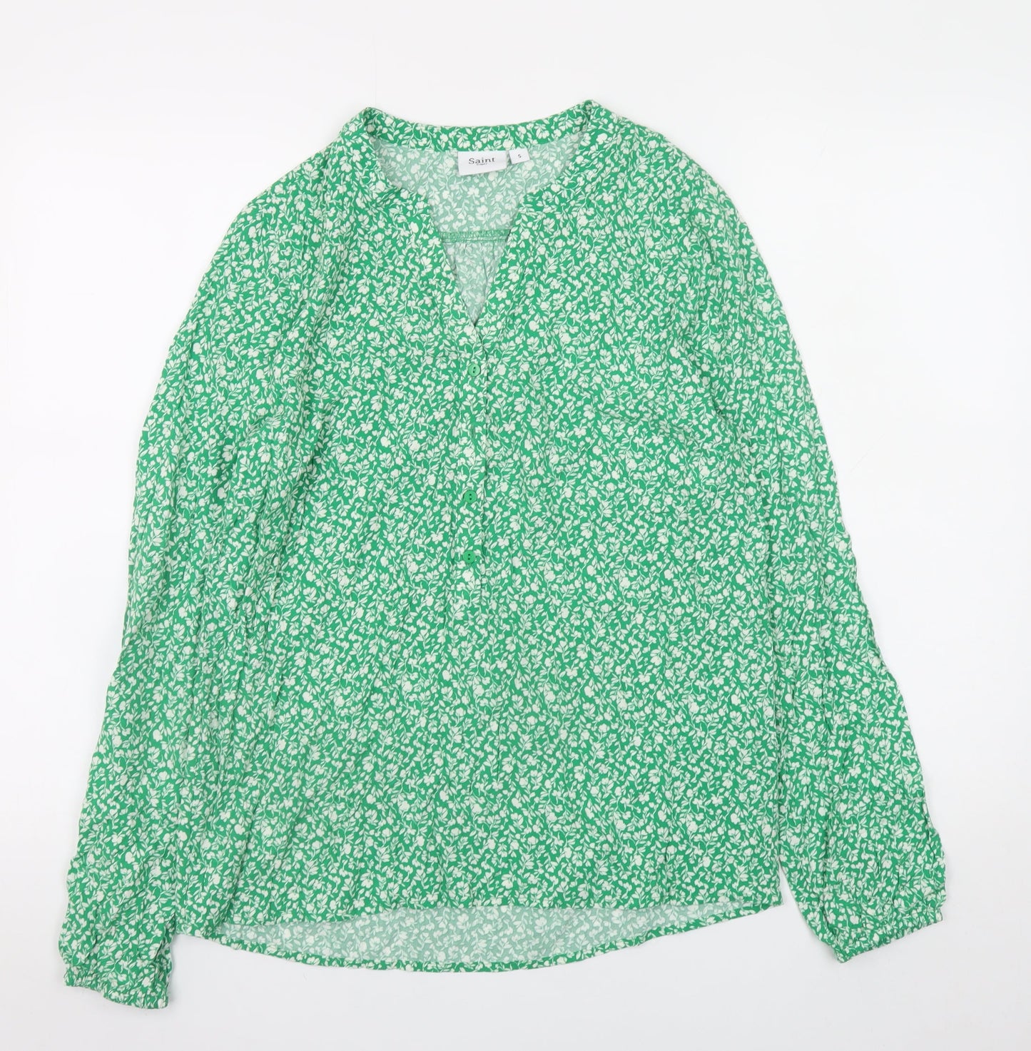 Womens UK Size S Saint Tropez Green Tunic Blouse