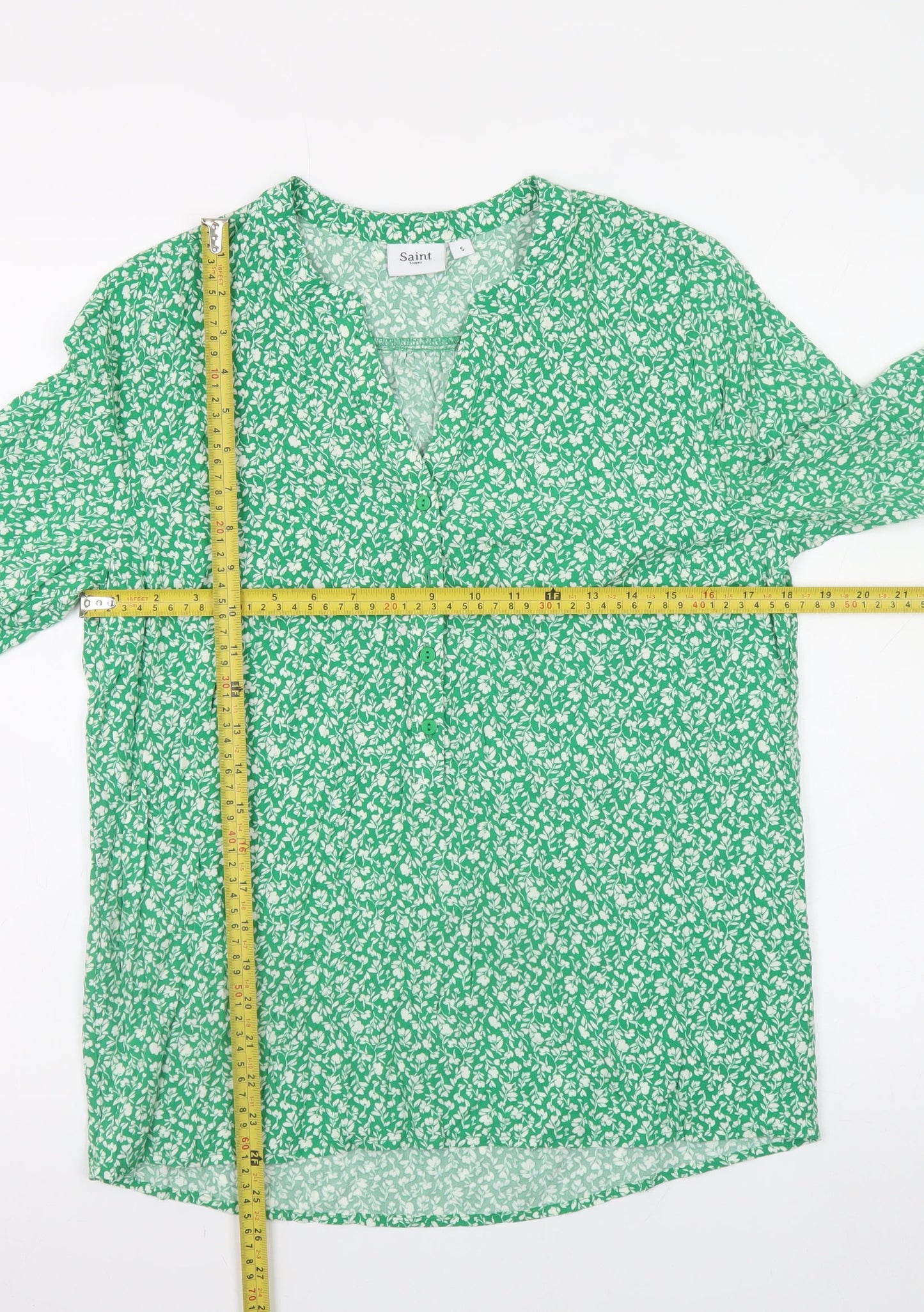 Womens UK Size S Saint Tropez Green Tunic Blouse