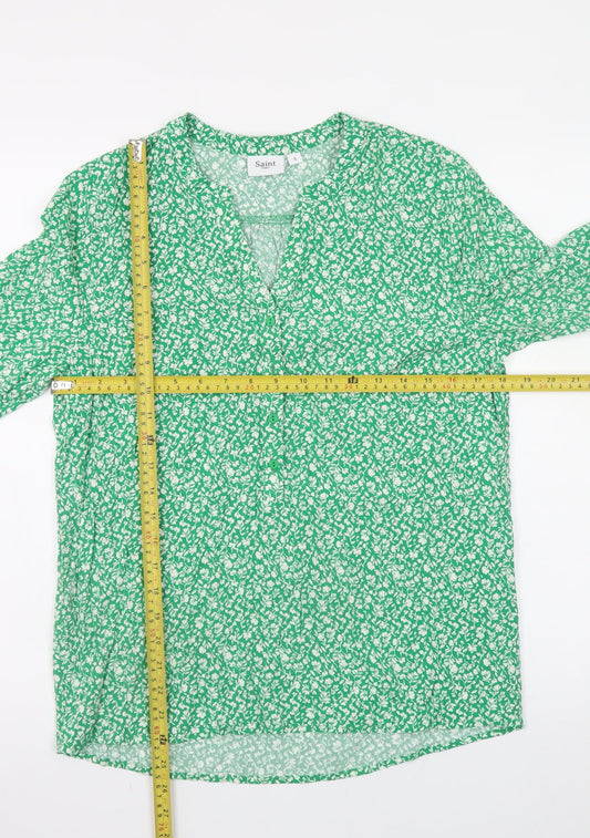 Womens UK Size S Saint Tropez Green Tunic Blouse