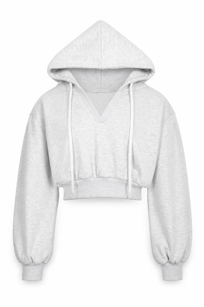 Storets Women Grey Cropped Hooded Basic Jacket S Relaxed Fit
