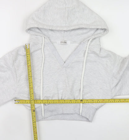 Storets Women Grey Cropped Hooded Basic Jacket S Relaxed Fit