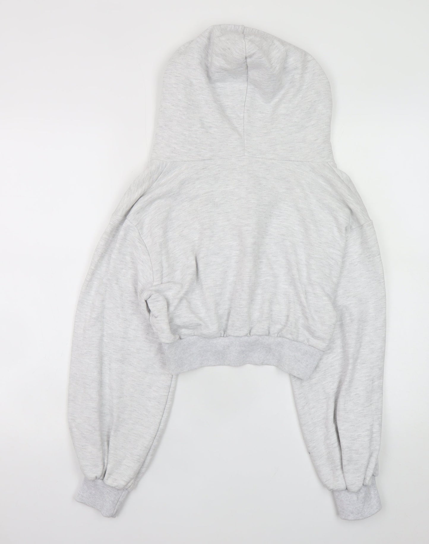 Storets Women Grey Cropped Hooded Basic Jacket S Relaxed Fit
