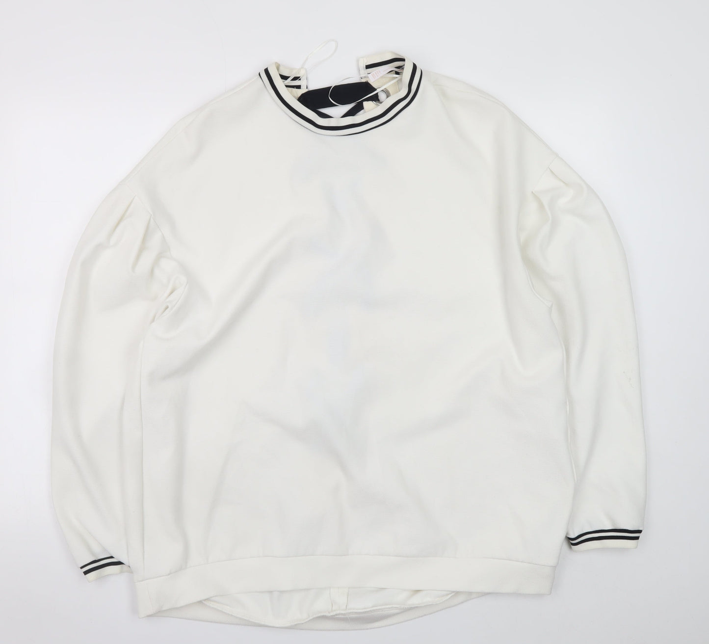 Zara Trafaluc Women’s White Lace Up Back Sweatshirt Size L