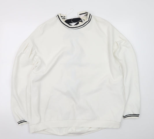 Zara Trafaluc Women’s White Lace Up Back Sweatshirt Size L