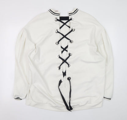 Zara Trafaluc Women’s White Lace Up Back Sweatshirt Size L