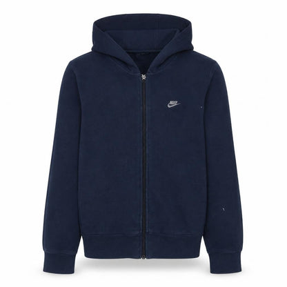 Front view of Nike boys’ blue full zip fleece hoodie -, size 10-11, years regular fit