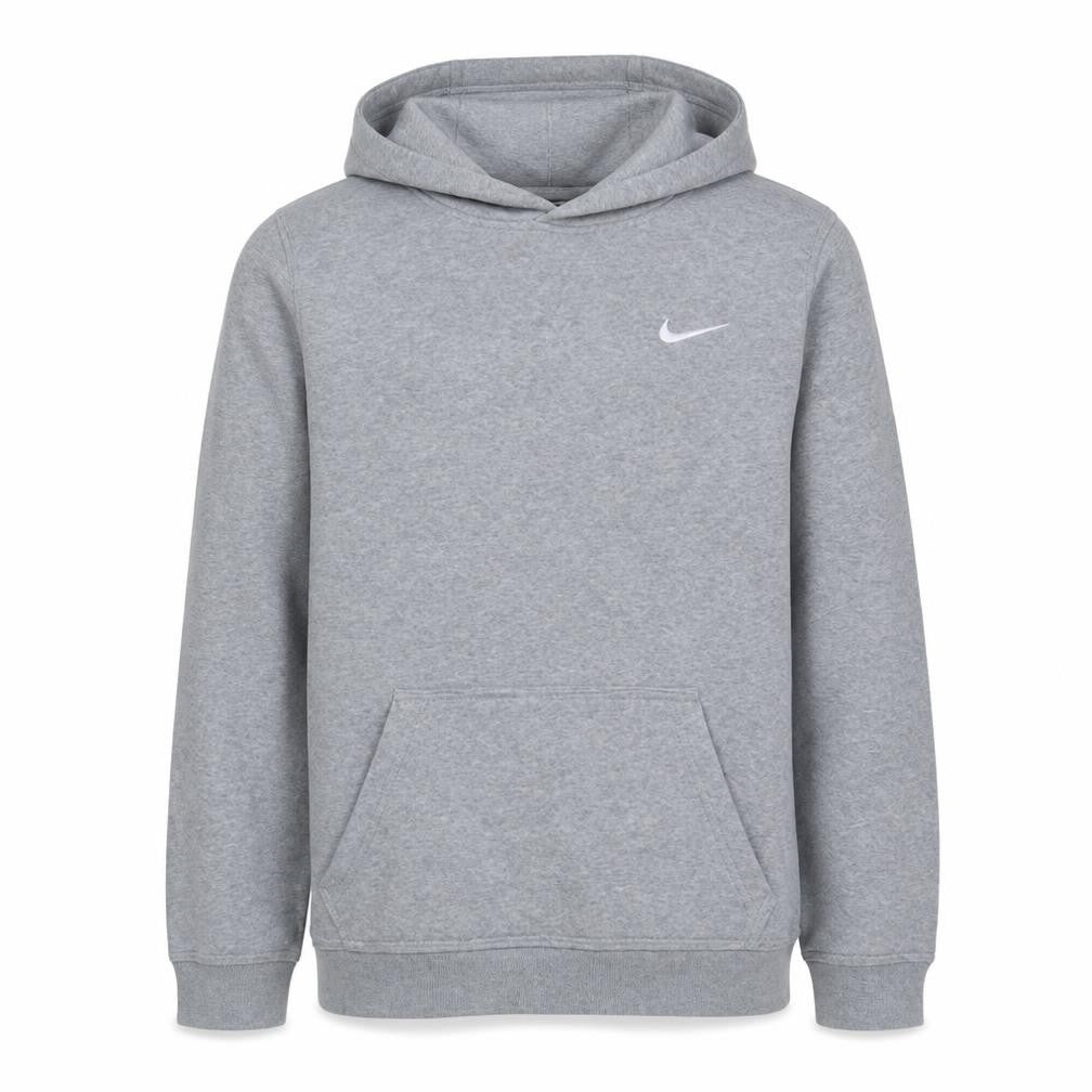 Front view of Nike boys’ grey pullover hoodie xl 13-15 years fleece sweatshirt
