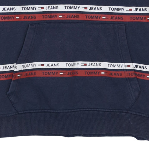 Mens UK Size M Tommy Jeans Blue Pullover Hoodie