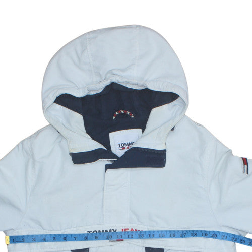Tommy Jeans Men’s White Hooded Anorak Jacket Size M Polyamide Outdoor
