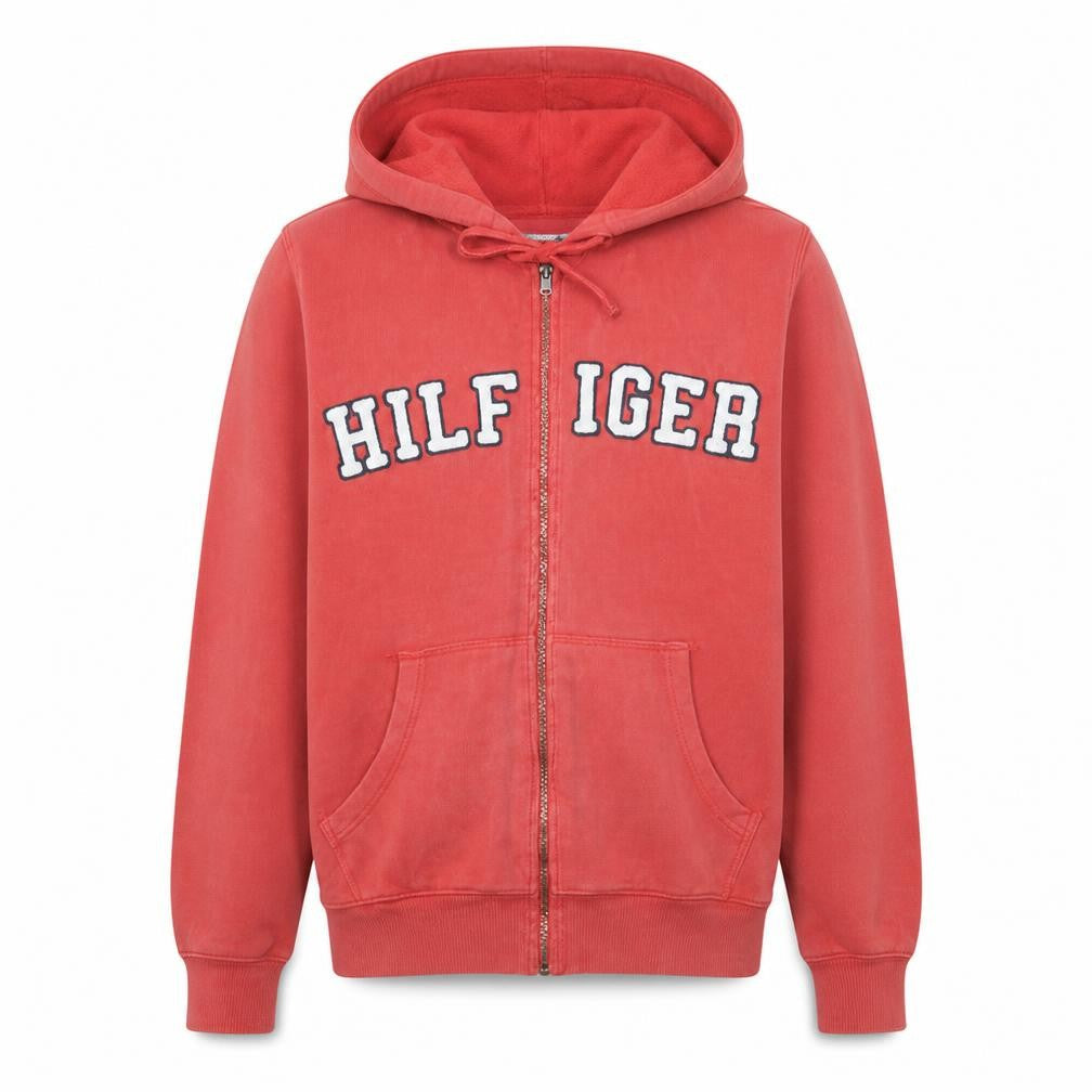 Mens UK Size XS Tommy Hilfiger Red Full Zip Hoodie