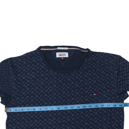 Tommy Hilfiger Men's Blue Geometric Short Sleeve Cotton T-Shirt S