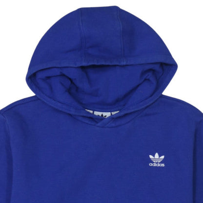 Adidas Boys Blue Pullover Hoodie 15-16 Years Fleece Trefoil Logo Sweatshirt