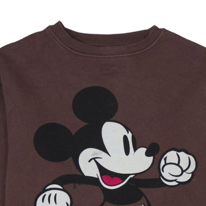 Disney Girls Brown Mickey Mouse Graphic Pullover Sweatshirt Size 10 Years