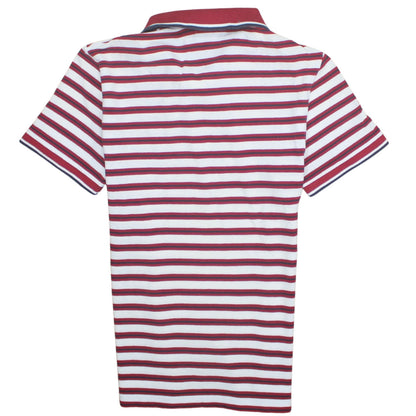 Lacoste Men’s Red White Striped Regular Fit Cotton Polo Shirt M