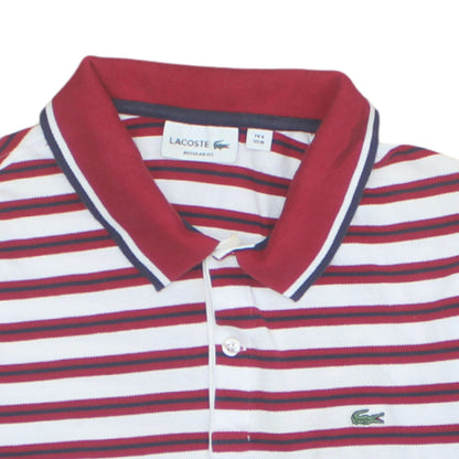 Lacoste Men’s Red White Striped Regular Fit Cotton Polo Shirt M