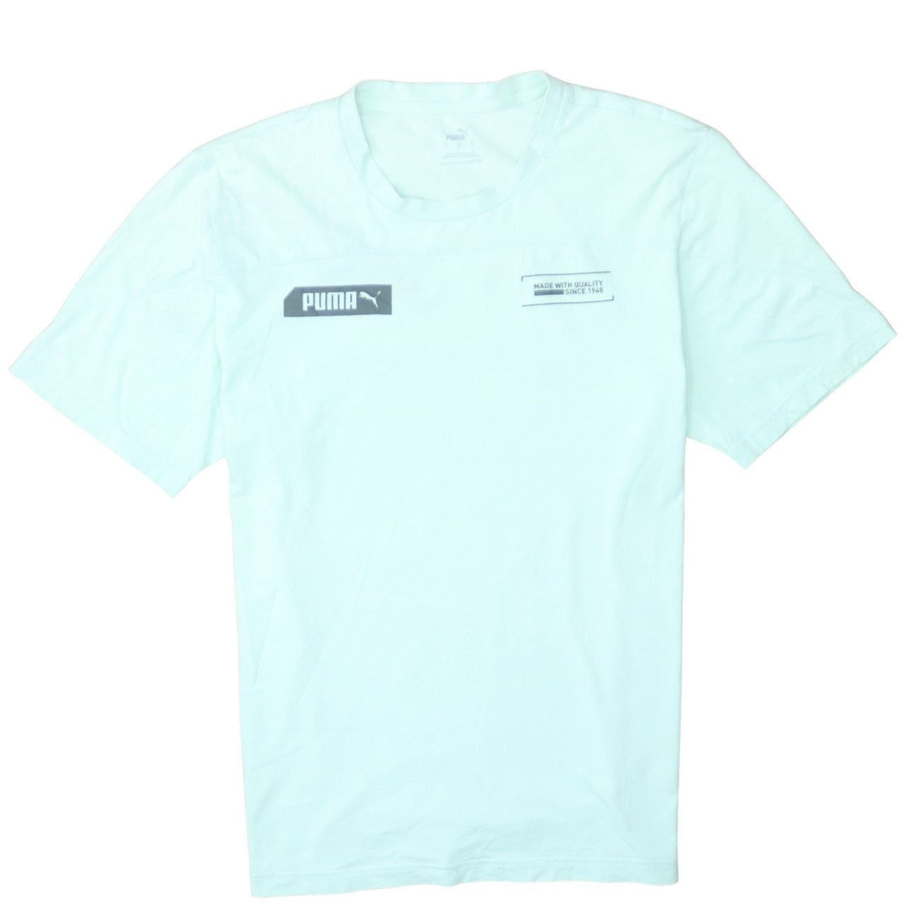Puma Men's Light Green Crew Neck Short Sleeve Cotton T-Shirt Size L