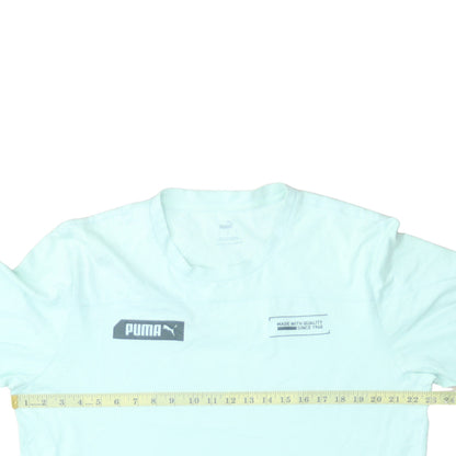 Puma Men's Light Green Crew Neck Short Sleeve Cotton T-Shirt Size L