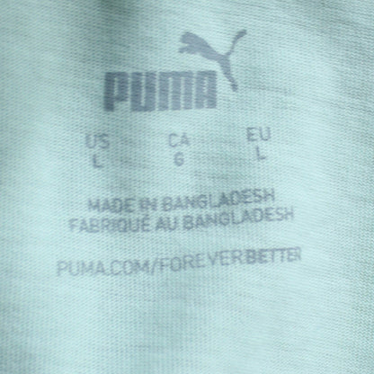 Puma Men's Light Green Crew Neck Short Sleeve Cotton T-Shirt Size L