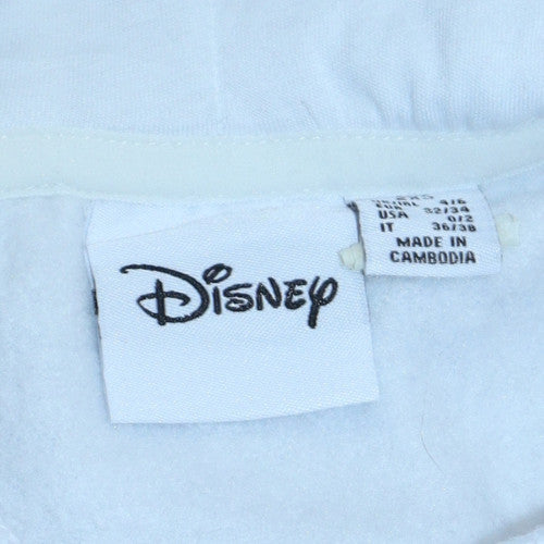 Womens UK Size 2XS Disney White Pullover Hoodie