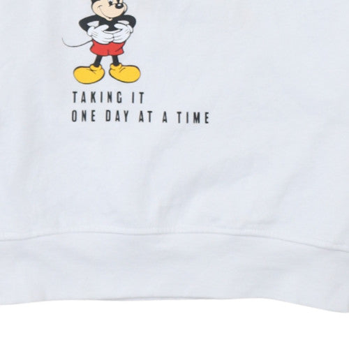 Womens UK Size 2XS Disney White Pullover Hoodie