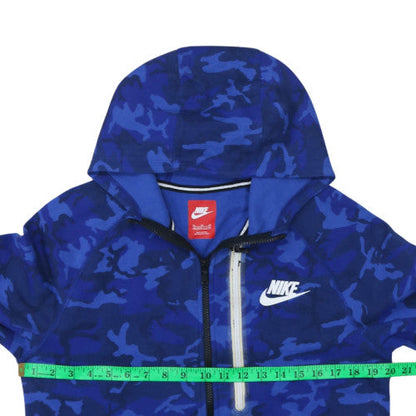 Nike Boys Blue Camo Full Zip Hoodie XL (13-15 Years) - Fleece Sweatshirt