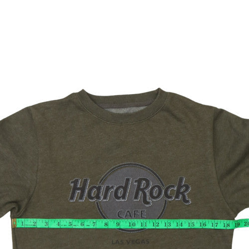 Mens UK Size M Hard Rock Cafe Green Pullover Sweatshirt