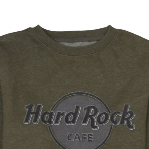 Mens UK Size M Hard Rock Cafe Green Pullover Sweatshirt
