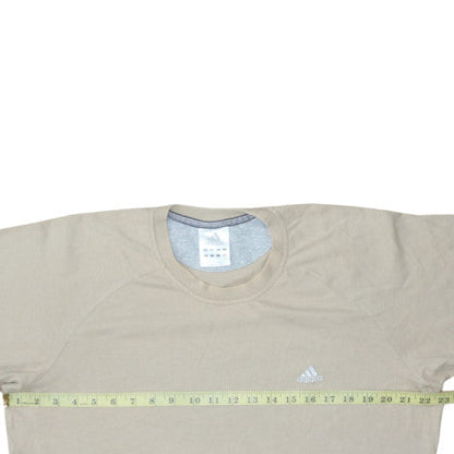 Adidas Men's Beige Cotton Crew Neck Short Sleeve T-Shirt L