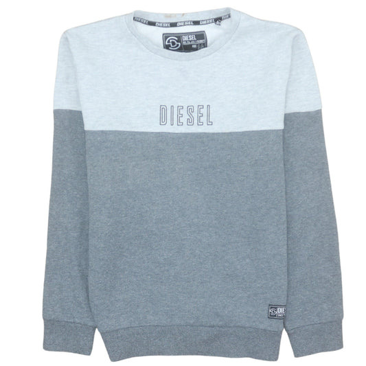Additional front view of Diesel Teens Grey Pullover Sweatshirt Logo Crew Neck, size 14 Slim