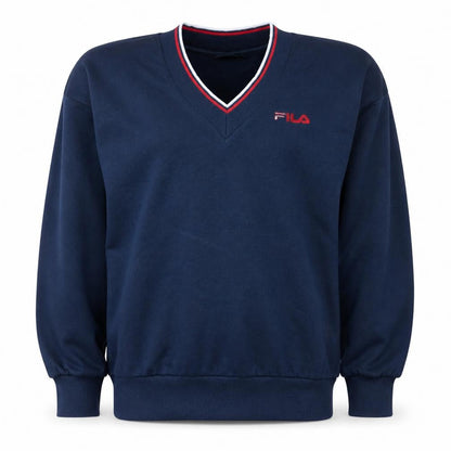 Fila Men’s Blue Pullover V-Neck Sweatshirt M Regular Fit