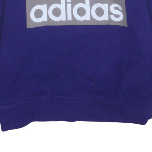 Womens UK Size 10 Adidas Blue Pullover Hoodie