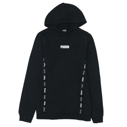 Puma Boys Black Pullover Hoodie 15-16 Years Logo Fleece Casual Sweatshirt