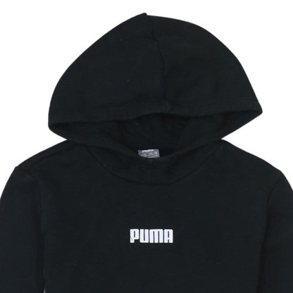 Puma Boys Black Pullover Hoodie 15-16 Years Logo Fleece Casual Sweatshirt