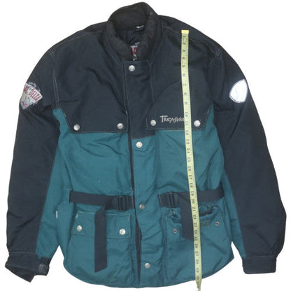 Treasure Men's XL Green Motorcycle Jacket Belted Outdoor Windproof