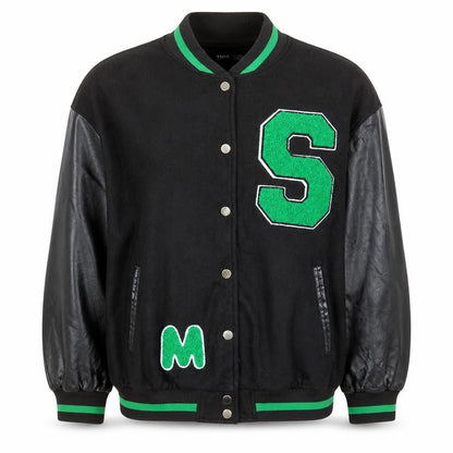 SHEIN Women Black Varsity Jacket Size 12 Letterman Style