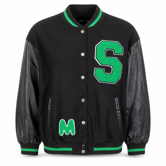 SHEIN Women Black Varsity Jacket Size 12 Letterman Style