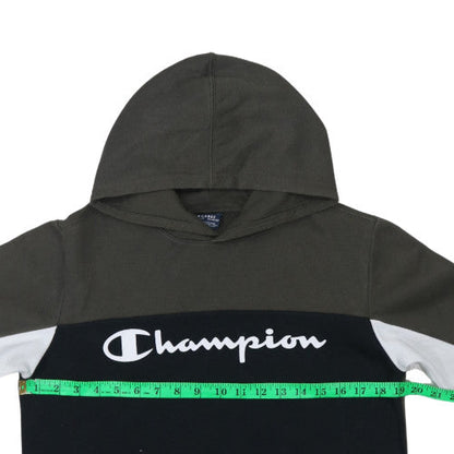 Champion Boys Black Pullover Hoodie 13-14 Years Logo Colourblock Sweatshirt