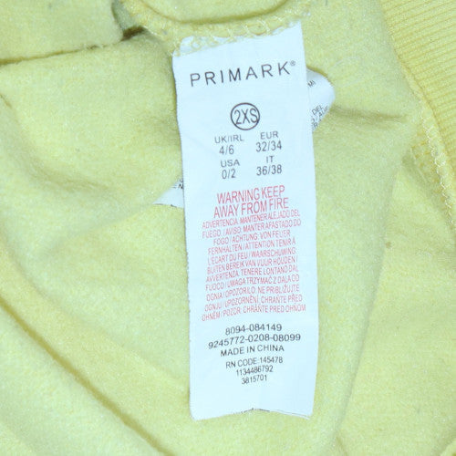 Womens UK Size 2XS Primark Yellow Pullover Hoodie