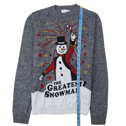 Topman Men's Grey 'The Greatest Snowman' Christmas Jumper Size S