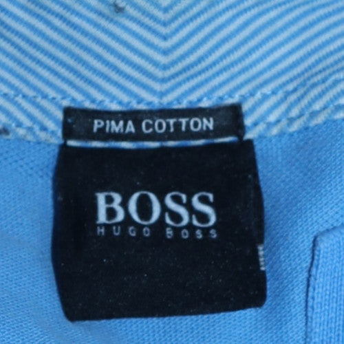Hugo Boss Men's Blue Pima Cotton Short Sleeve Polo Shirt Size L