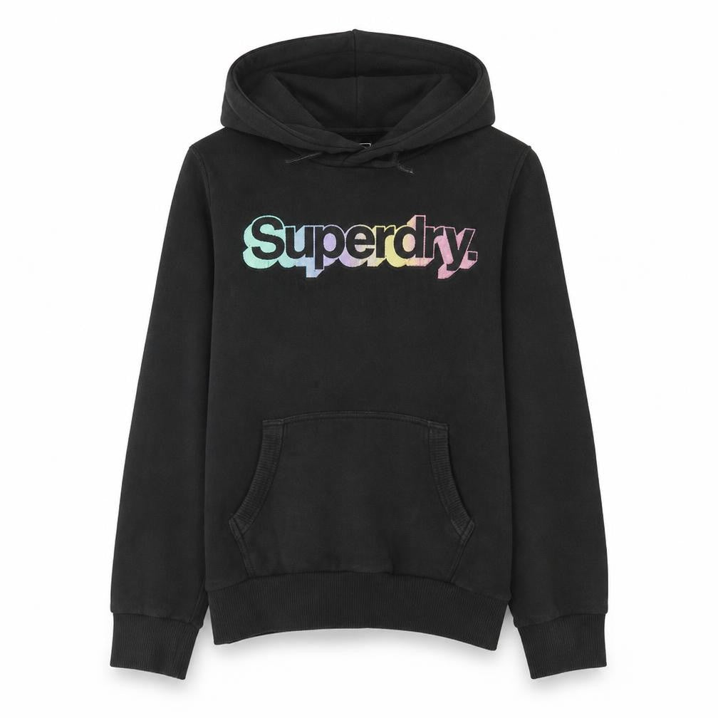 Womens UK Size M Superdry Black Pullover Hoodie
