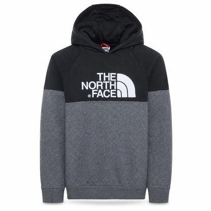 Front view of The North Face boys’ grey xl pullover hoodie fleece sweatshirt